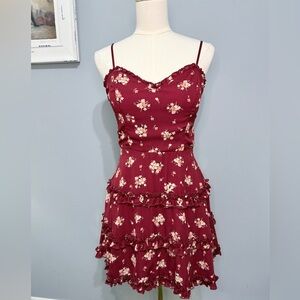 Blue Rain Burgundy Floral Mini Dress